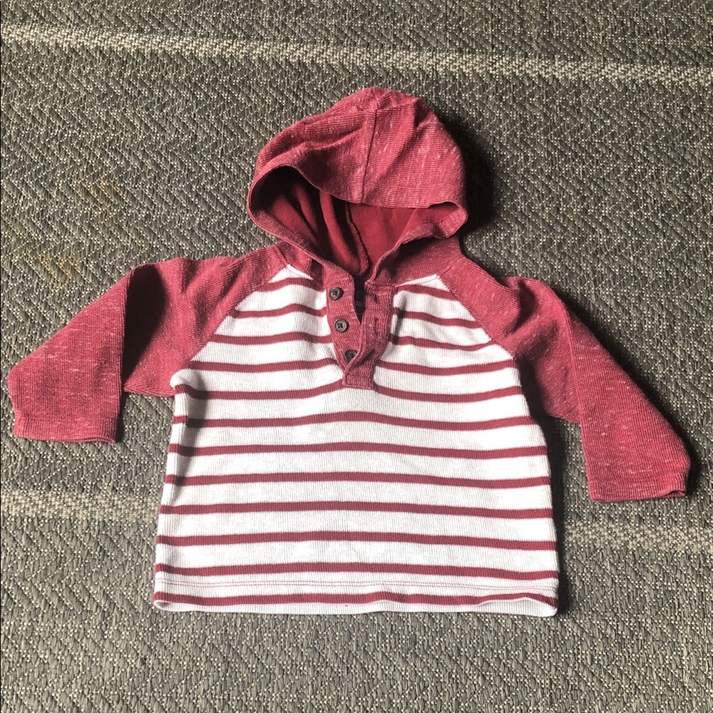Old Navy Red and White Striped Hooded Pullover